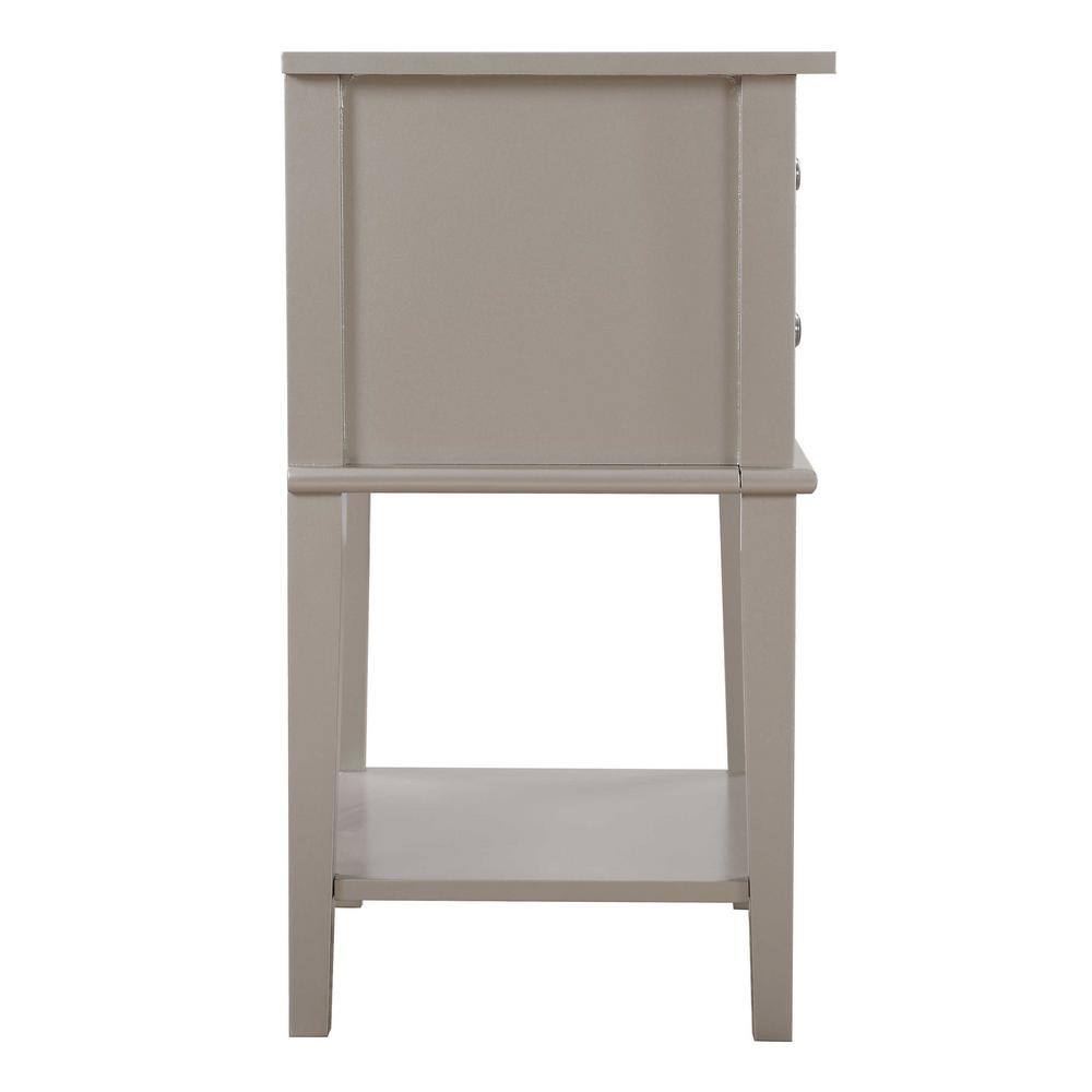 Newton Silver Champagne 2-Drawer Nightstand with Open Shelf