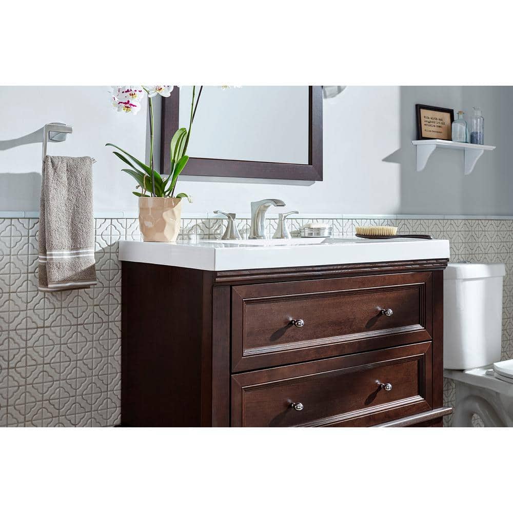 Brushed Nickel 8-Inch Widespread Double Handle Bathroom Faucet