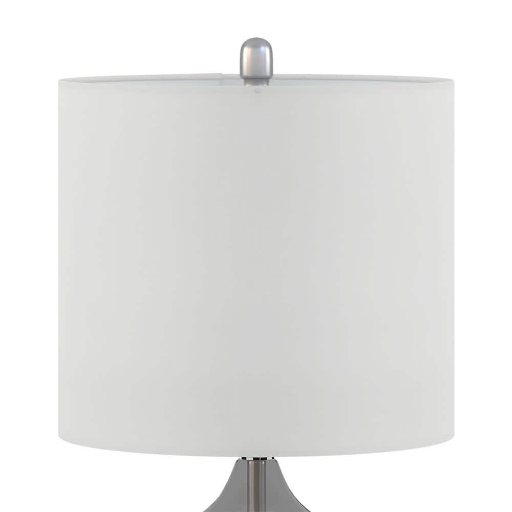 Gray Glass Table Lamp Set with White Drum Shade