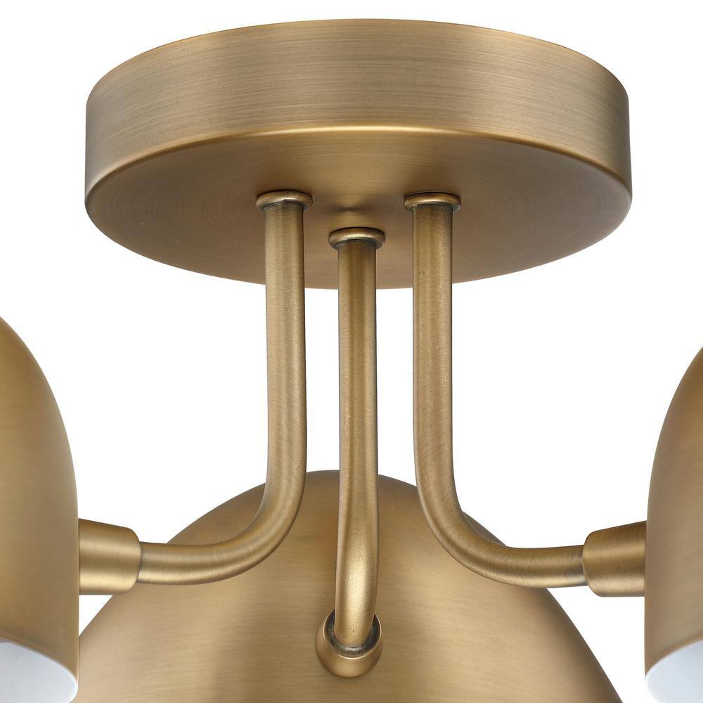 Argo 24" Brass and Glass 3-Light Semi-Flush Mount