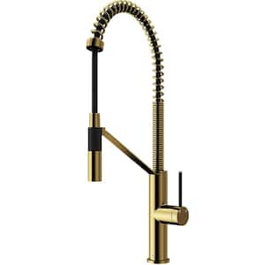 Livingston Single Handle Pull-Down Sprayer Kitchen Faucet in Matte Brushed Gold