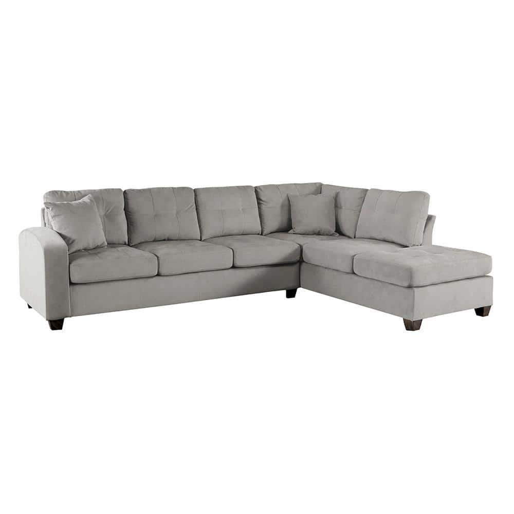 Garbo 109.25 in. Round Arm 2-piece Microfiber Reversible Sectional Sofa in 