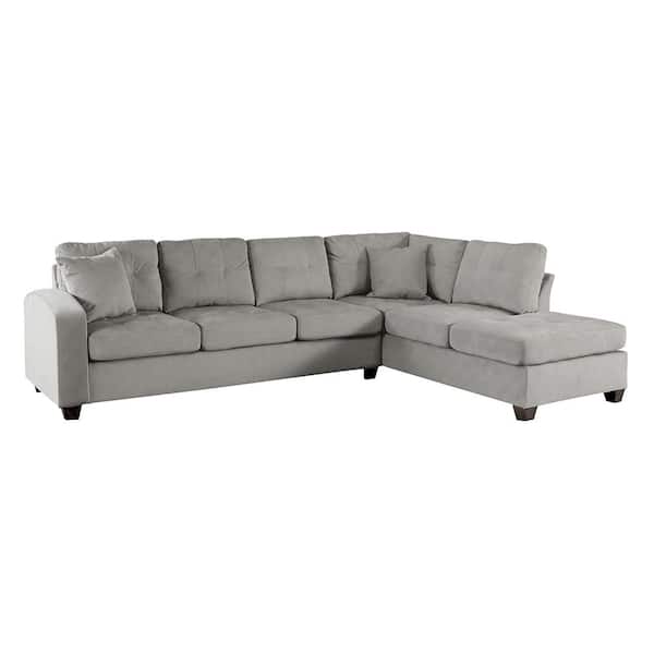 Unbranded Garbo 109.25 in. Round Arm 2-piece Microfiber Reversible Sectional Sofa in Taupe with Chaise