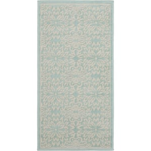 Jubilant Ivory/Green 2 ft. x 4 ft. Moroccan Farmhouse Kitchen Area Rug