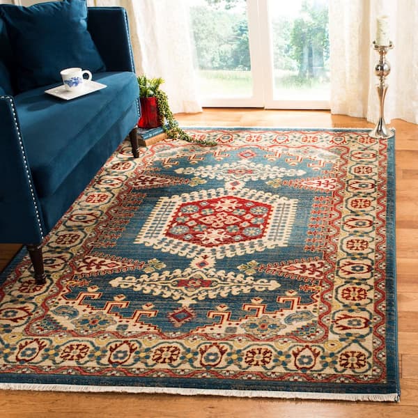 Kashan 3 ft. x 4 ft. Navy Blue/Ivory Border Area Rug