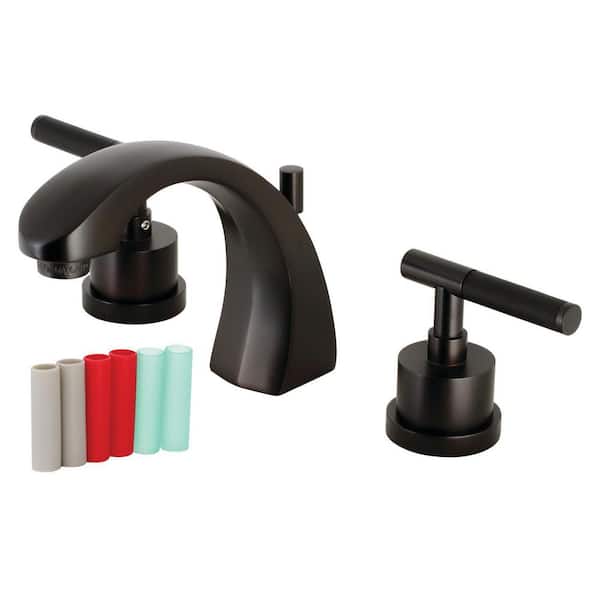 Kingston Brass Kaiser 8 in. Widespread 2-Handle Bathroom Faucets with Brass Pop-Up in Oil Rubbed Bronze