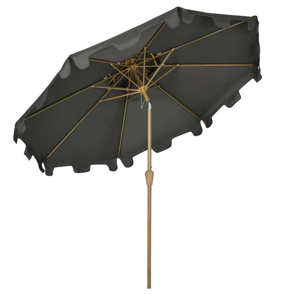 9' Dark Gray Polyester Patio Umbrella with Steel Frame