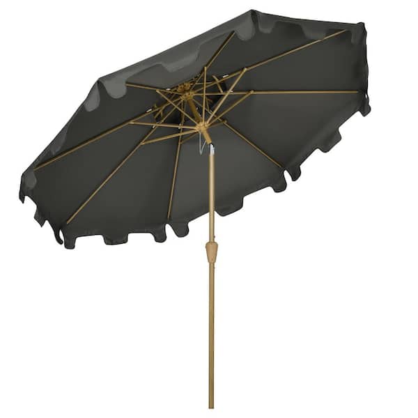 Outsunny 9 ft. Polyester Patio Market Umbrella in Dark Gray