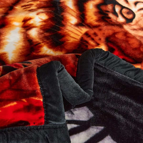 JML Black Tiger 2-Ply Reversible Polyester Fleece Mink 85 in. x 93 in. 10  lbs. Winter Blanket DEC 14 - The Home Depot