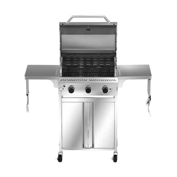 3 Burner Portable Propane Gas Grill in Stainless Steel