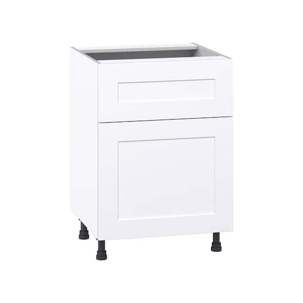 J COLLECTION Roseland 24 in. W x 24 in. D x 34.5 in. H Assembled Shaker Base Kitchen Cabinet in Warm White with 10 in. Drawer