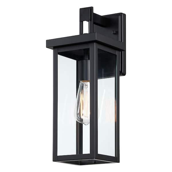 Hukoro 16.5-in Matte Black Modern/Contemporary Outdoor Light Post Lantern