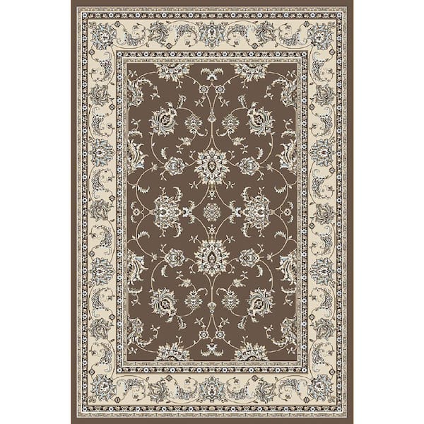 Pisa Brown 8 ft. x 10 ft. Traditional Oriental Floral Scroll Area Rug