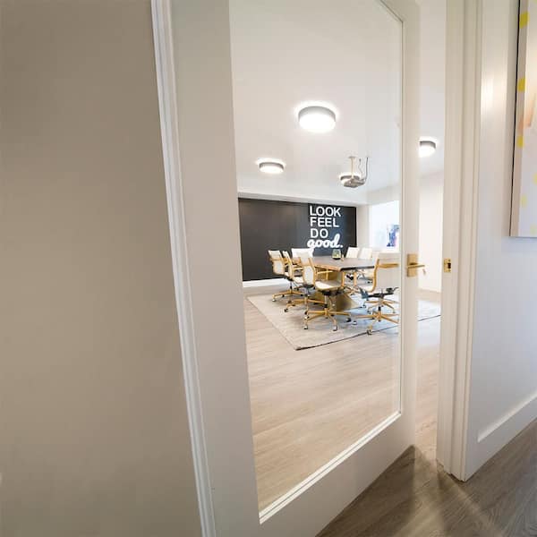24 in. x 96 in. 1-Lite Clear Solid Hybrid Core MDF Primed Left-Hand Single Prehung Interior Door