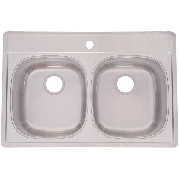FrankeUSA Drop-In Stainless Steel 33x22x8.5 1-Hole 18-Gauge Double Basin Kitchen Sink