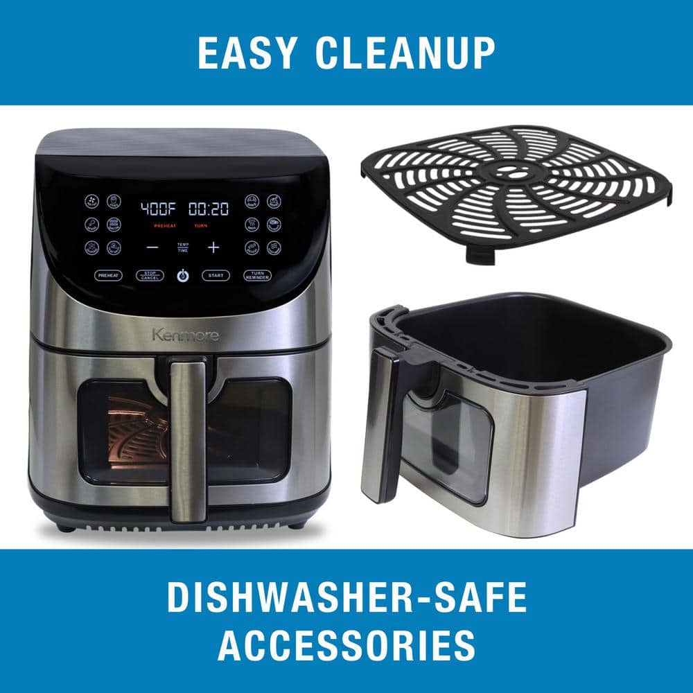 Kenmore 8 Qt Stainless Steel Digital Dual Basket Air Fryer
