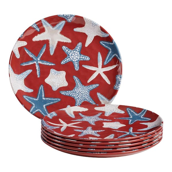 StyleWell Taryn Melamine Accent Plates in Chili Red Starfish (Set of 6)