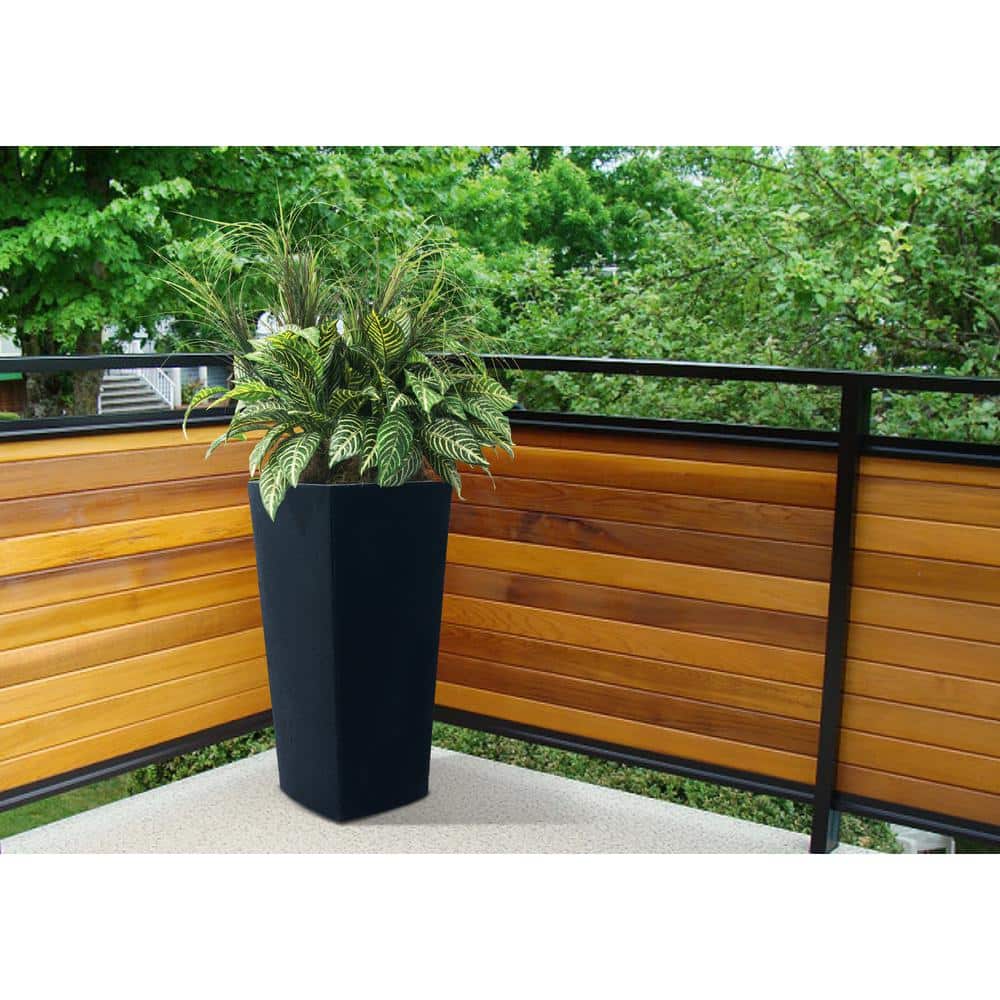 Black Tall Square Self-Watering Plastic Planter