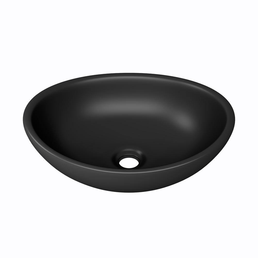 Matte Black Ceramic Oval Vessel Bathroom Sink