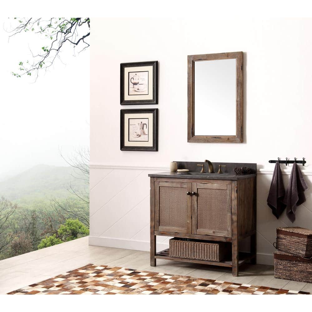 24 in. W x 1.2 in. D x 36 in. H Framed Wall Mirror in Brown