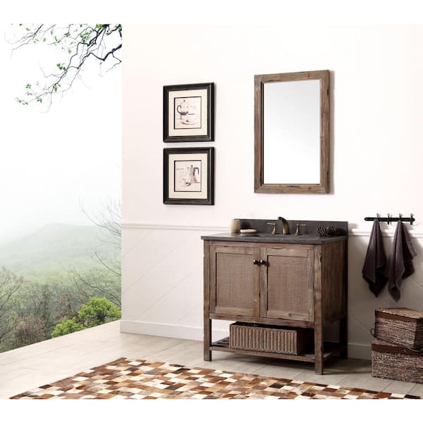 Unbranded 24 in. W x 1.2 in. D x 36 in. H Framed Wall Mirror in Brown