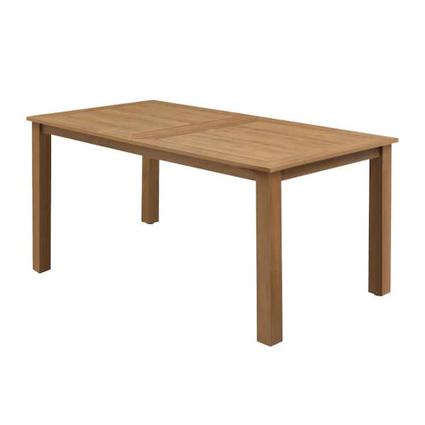 moda furnishings Latte Brown Imitation Light Teak Grain Texture HIPS 4-People to 6-People Outdoor Patio Dining Rectangular Table