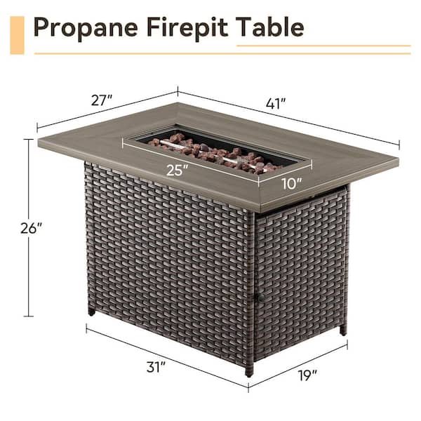 Opohoro ArcoBay 41 in. Rectangular Brown Wicker and Metal