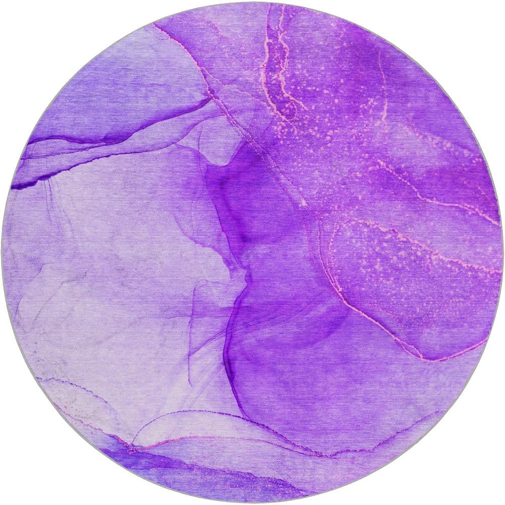 Dream Shag Premium Machine Washable Abstract ADS507 Purple 8 ft. x 8 ft. Round Rug price history on PriceWatchPro