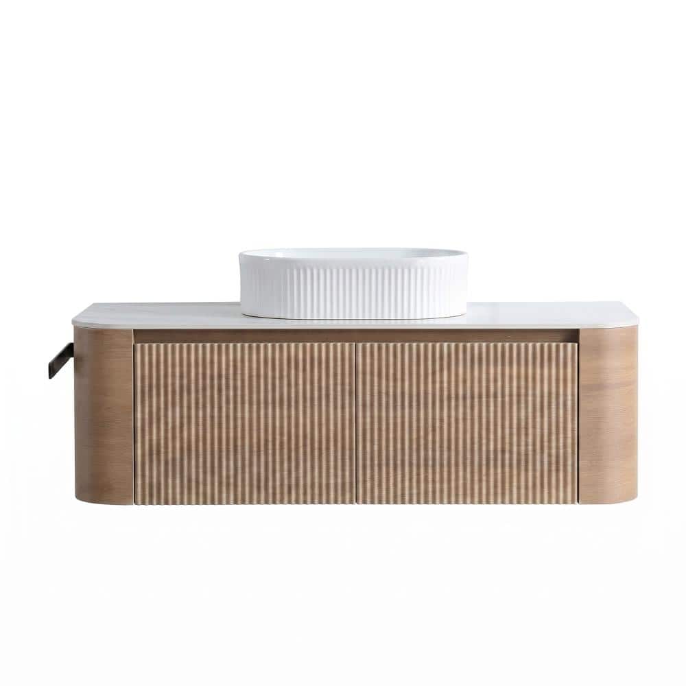 47.67 in. W x 19.11 in. D x 19.70 in. H Floating Bath Vanity in Honey Oak with White Sintered Stone Top price history on PriceWatchPro