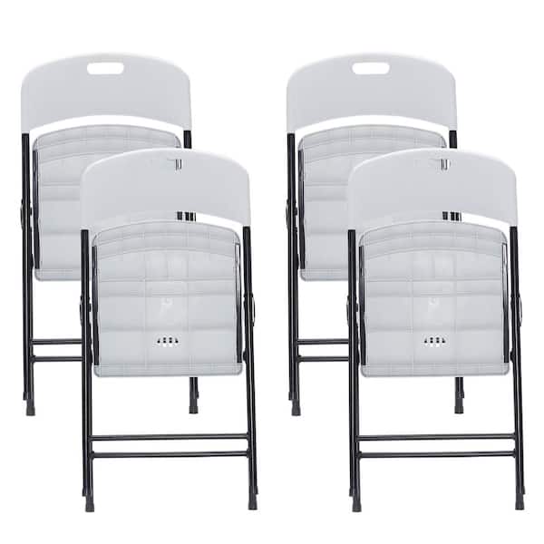 cenadinz Portable Plastic Folding Chairs, Sturdy Design, Easy to Clean in White (4-Pack )
