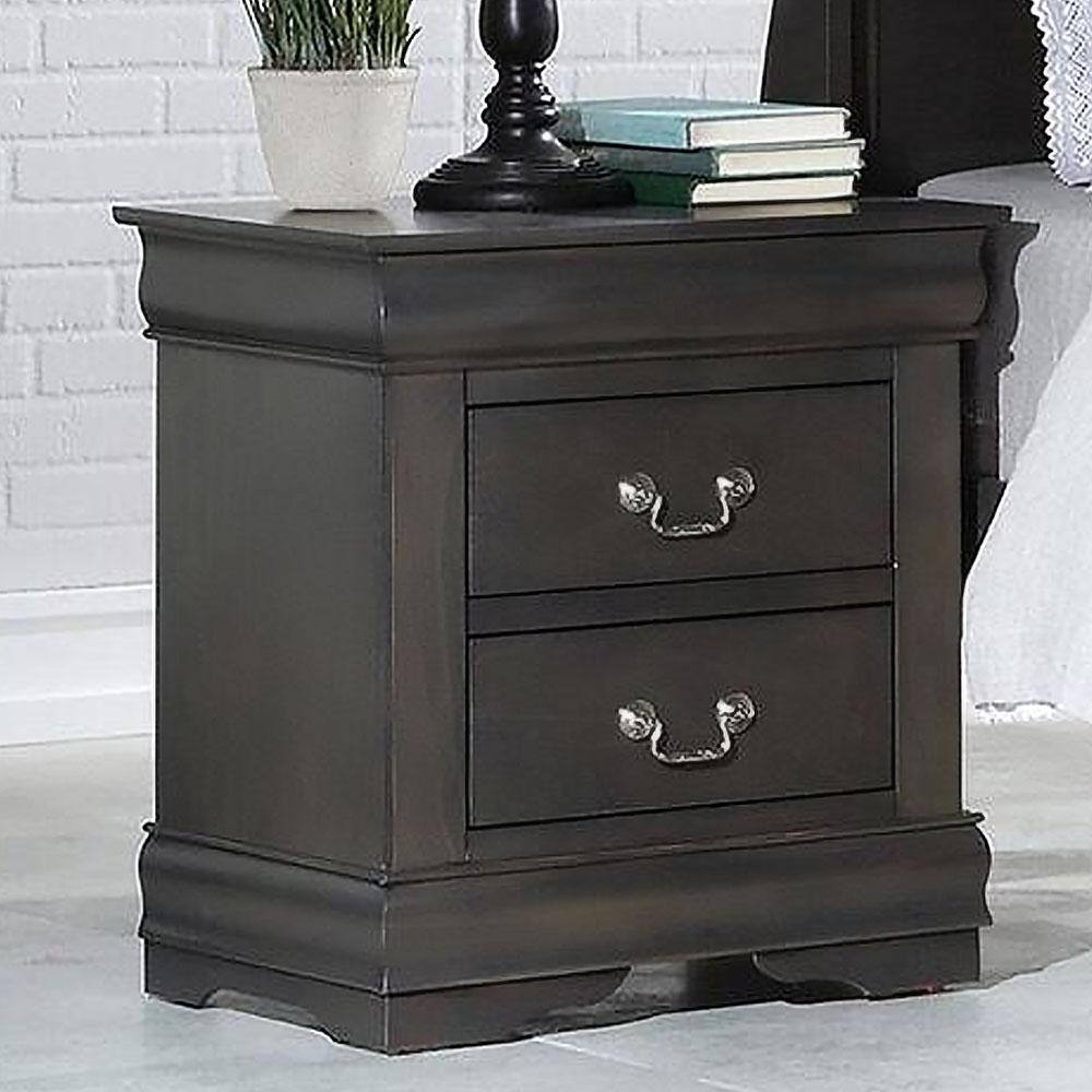 Louis Philippe Dark Gray 2 Drawer 15 in. W Nightstand