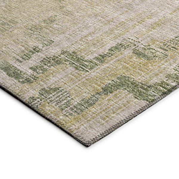 Yuma Green 3 ft. x 5 ft. Geometric Indoor/Outdoor Washable Area Rug