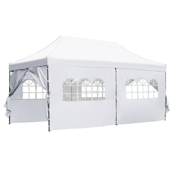 Sudzendf 10 ft. x 20 ft. 3 Height Adjustable White Pop Up