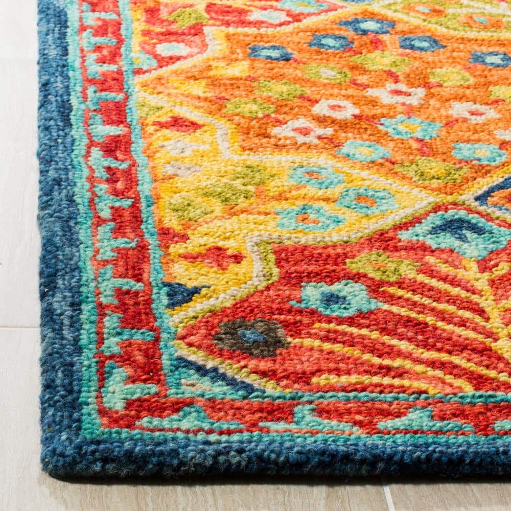 Hand-Tufted Artisan Geometric Blue Wool Blend 3' x 5' Rug