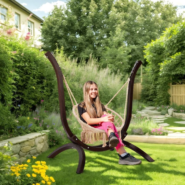 Karl home Wood Hammock Stand in Tan K1G58000606 The Home