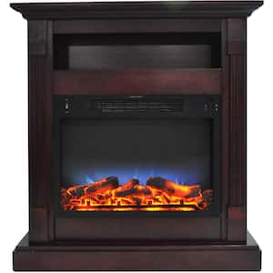 Sienna 34 in. Electric Fireplace with Multi-Color LED Insert and Mahogany Mantel