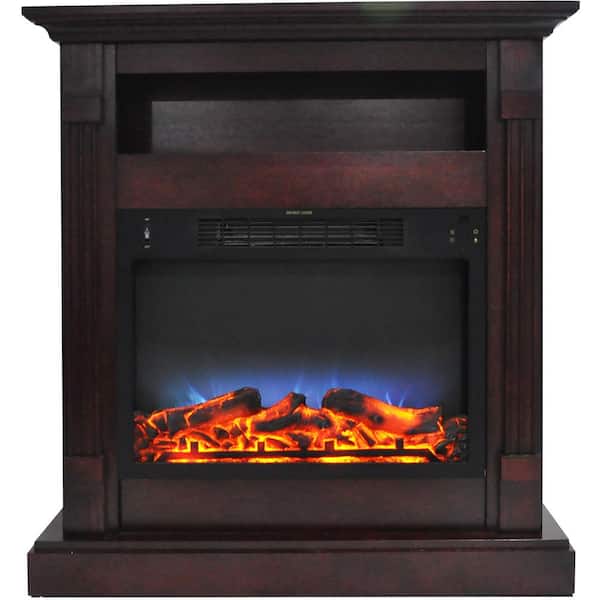 Hanover Drexel 34 in. Electric Fireplace with Enhanced Log Display and Mahogany Mantel