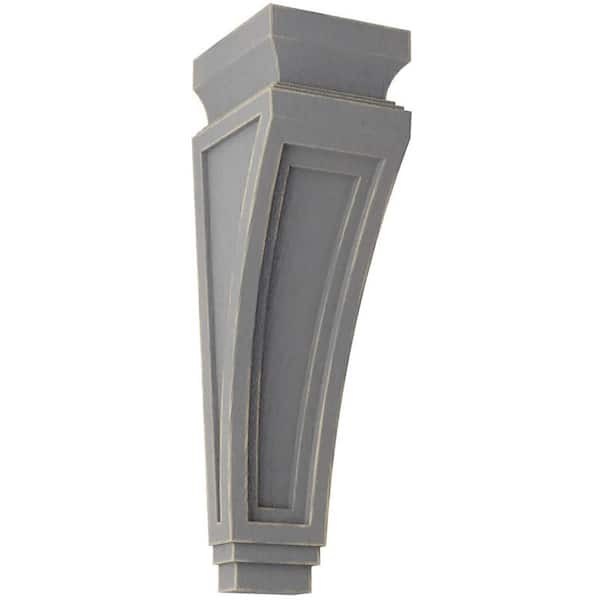 Ekena Millwork 3-7/8 in. x 14 in. x 4-1/2 in. Pebble Grey Arts and Crafts Wood Vintage Decor Corbel