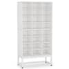 BYBLIGHT 12.2 in. W White 24-Pairs Shoe Storage Cabinet, White Laminate Wood Shoe Rack with Adjustable Panel