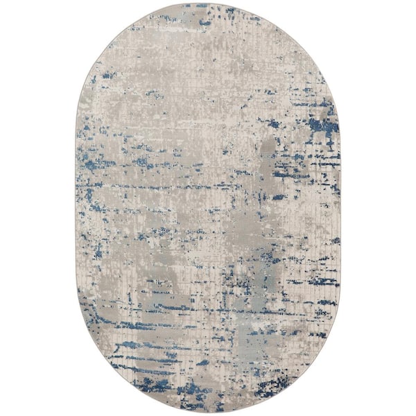 Nourison Concerto Ivory Grey Blue 6 ft. x 9 ft. Abstract Contemporary ...