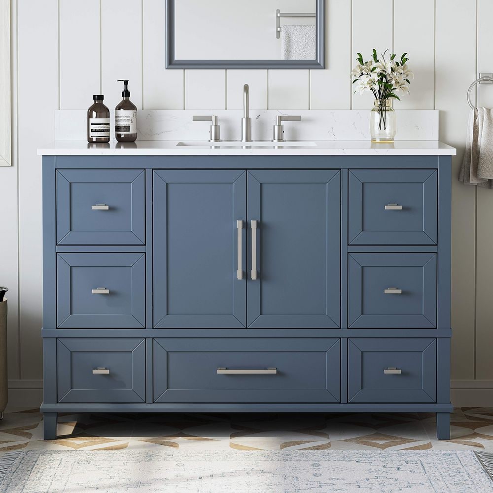DELUXE DL LIVING Capri 49 in. Single Sink Freestanding Blue Bath