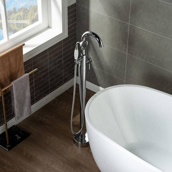 Chrome Bathroom Bathtub Shower Faucet Set Freestanding Bath Tub Filler Mixer Tap