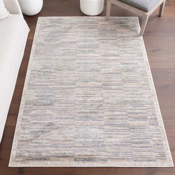 Nidhi Traditional Striped Area Grey 7 ft. x 9 ft. Indoor Area Rug