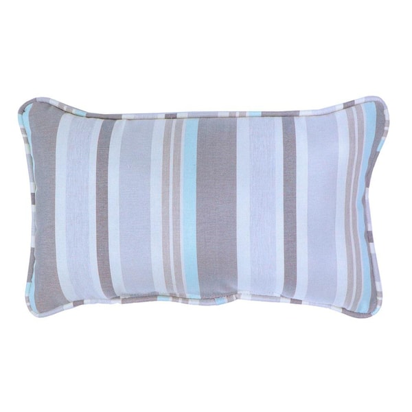 Hampton Bay Riverbed Multi-Stripe Outdoor Lumbar Pillow (1-Pack)