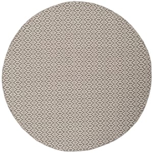 Montauk Ivory/Gray 6 ft. x 6 ft. Round Geometric Striped Solid Area Rug