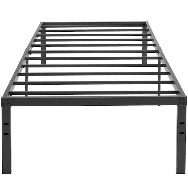 VECELO Tall Bed Frames Black, Metal Frame Twin Platform Bed With Heavy ...