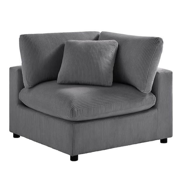 Casella Charcoal Corduroy Fabric Corner Accent Chair 93005-26-CW