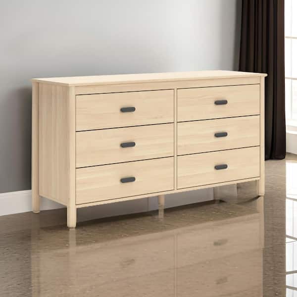 Abis Natural Brown 6-Drawer 61.57 in. Wide Dresser Without Mirror