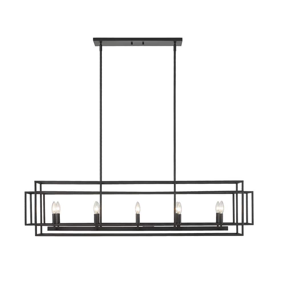 Matte Black 54" Steel 10-Light Island Pendant