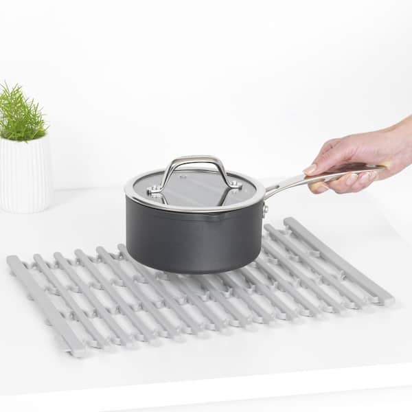 Brabantia ( 11.8 in. L x 11.8 in. W ) Sinkside Extendable Bottom Grid Sink Mat in Mid Gray